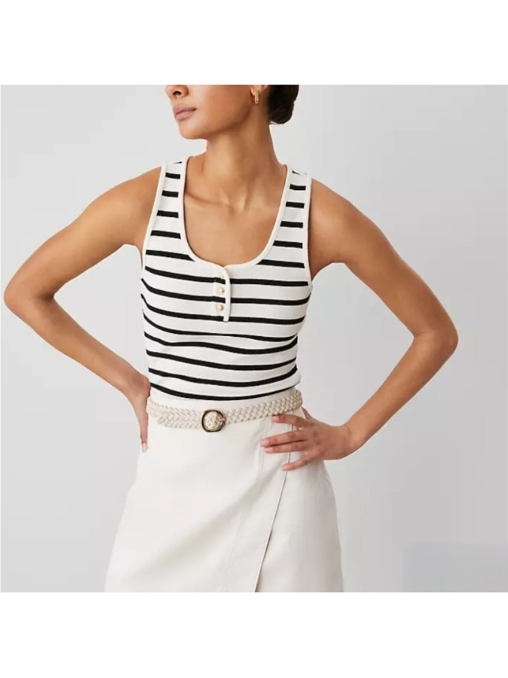 Striped Black and White Tank Top